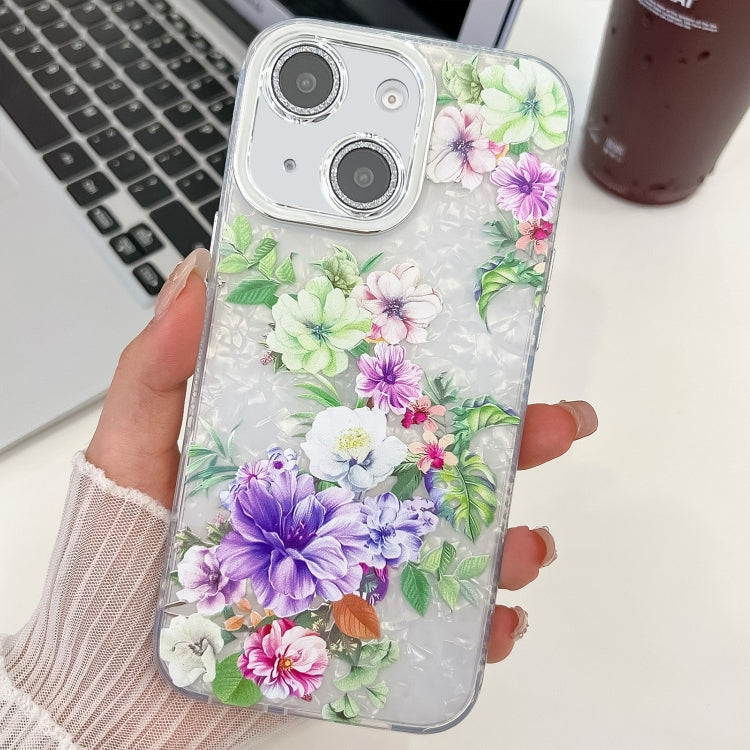 Electroplating Flowers Plants Texture TPU Phone Case, For iPhone 15