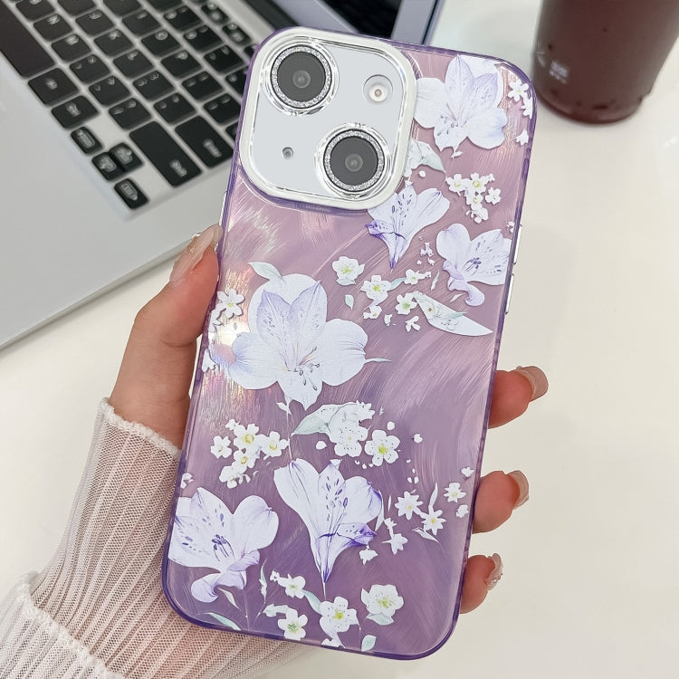 Electroplating Flowers Plants Texture TPU Phone Case, For iPhone 15