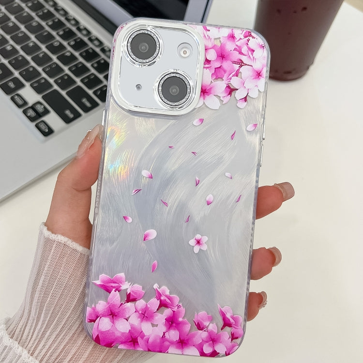 Electroplating Flowers Plants Texture TPU Phone Case, For iPhone 15