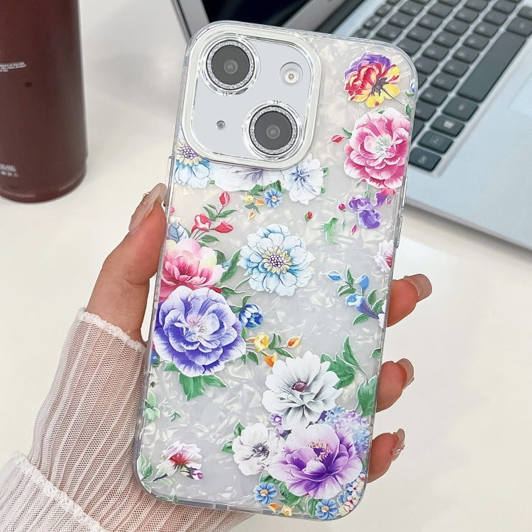 Electroplating Flowers Plants Texture TPU Phone Case, For iPhone 15