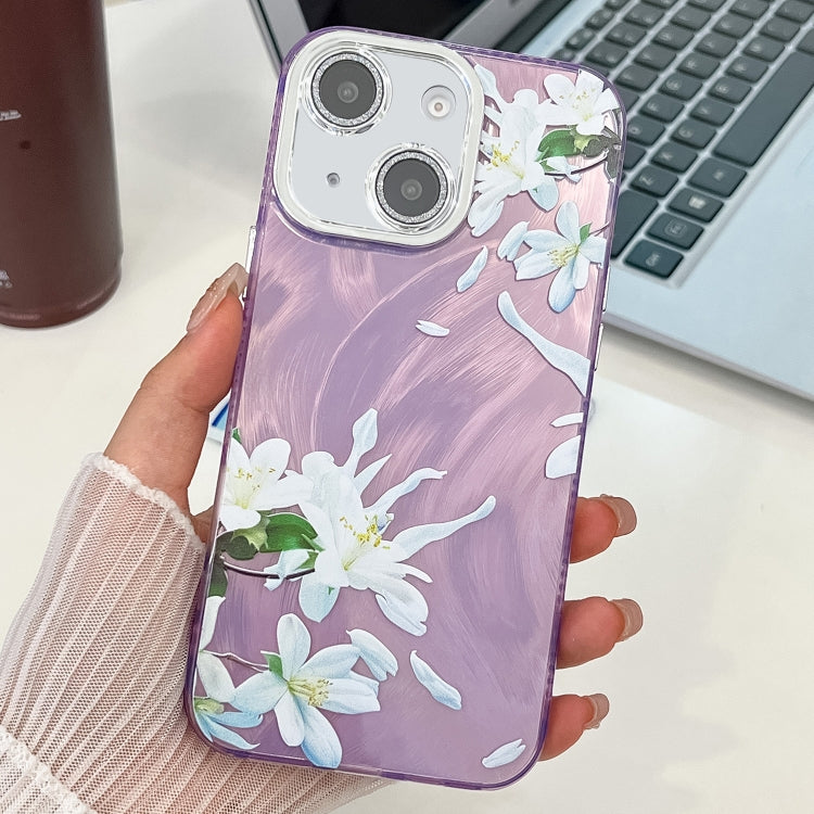 Electroplating Flowers Plants Texture TPU Phone Case, For iPhone 15