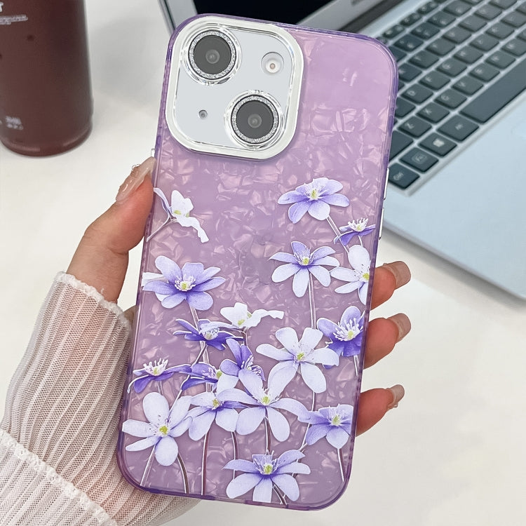 Electroplating Flowers Plants Texture TPU Phone Case, For iPhone 15