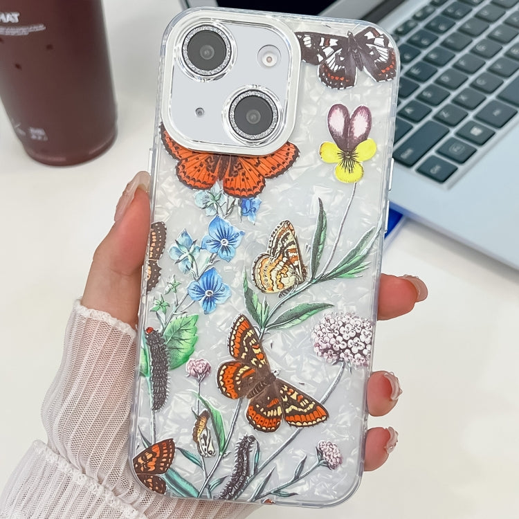 Electroplating Flowers Plants Texture TPU Phone Case, For iPhone 15