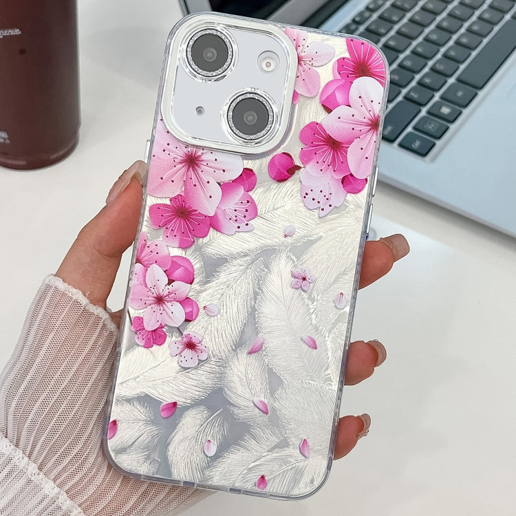 Electroplating Flowers Plants Texture TPU Phone Case, For iPhone 15