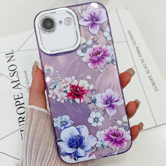 Electroplating Flowers Plants Texture TPU Phone Case, For iPhone 16e