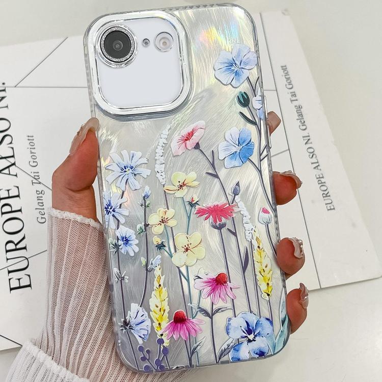 Electroplating Flowers Plants Texture TPU Phone Case, For iPhone 16e