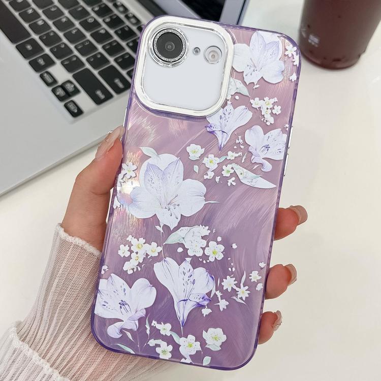 Electroplating Flowers Plants Texture TPU Phone Case, For iPhone 16e