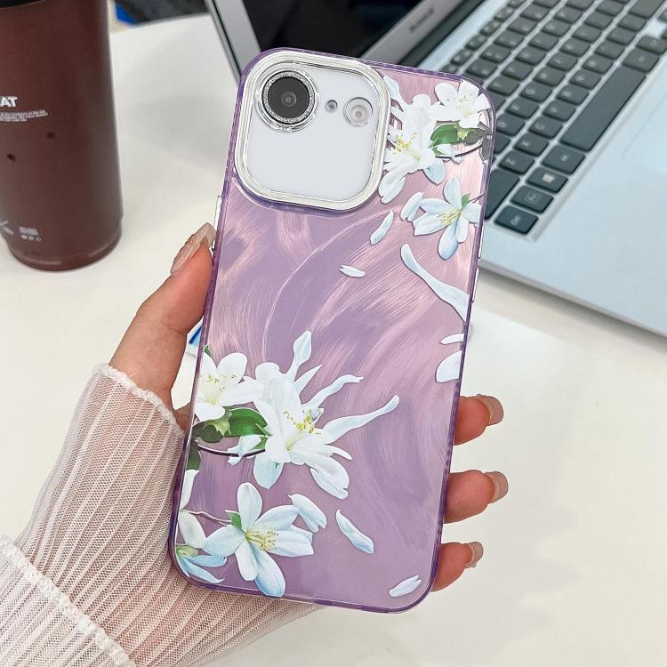 Electroplating Flowers Plants Texture TPU Phone Case, For iPhone 16e