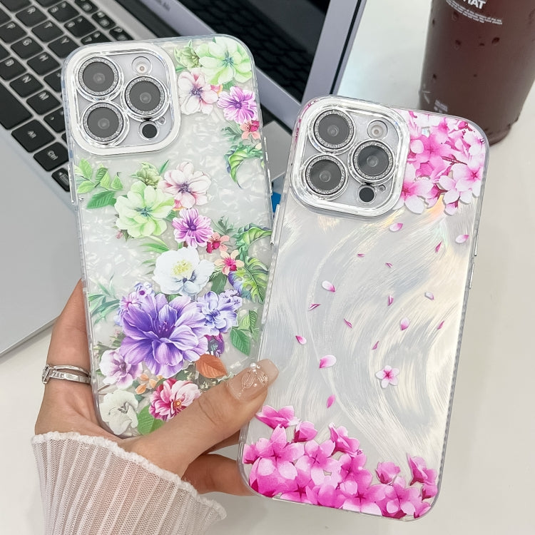 Electroplating Flowers Plants Texture TPU Phone Case, For iPhone 14 Pro Max