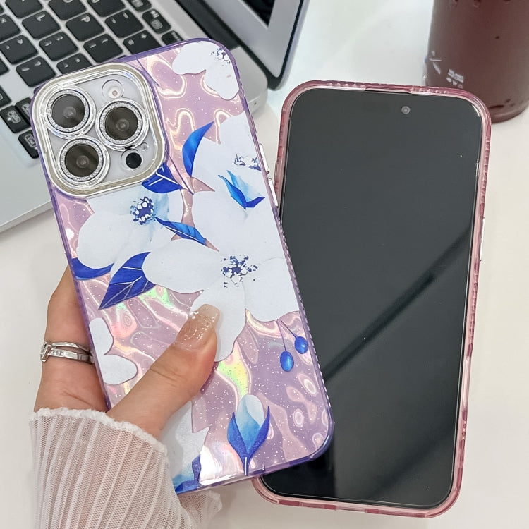 Electroplating Flowers Plants Texture TPU Phone Case, For iPhone 14 Pro