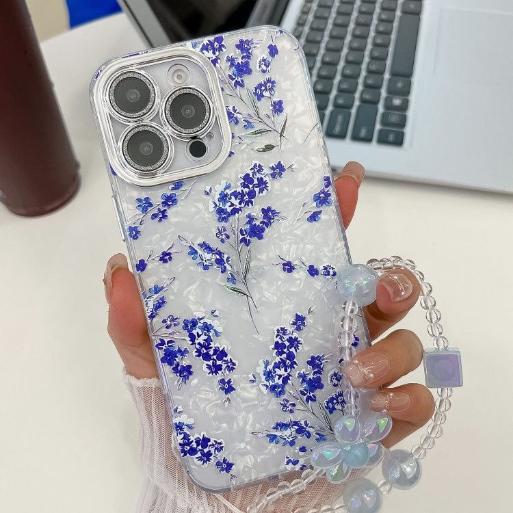 Electroplating Flowers Plants Texture Wristband TPU Phone Case, For iPhone 16 Pro Max