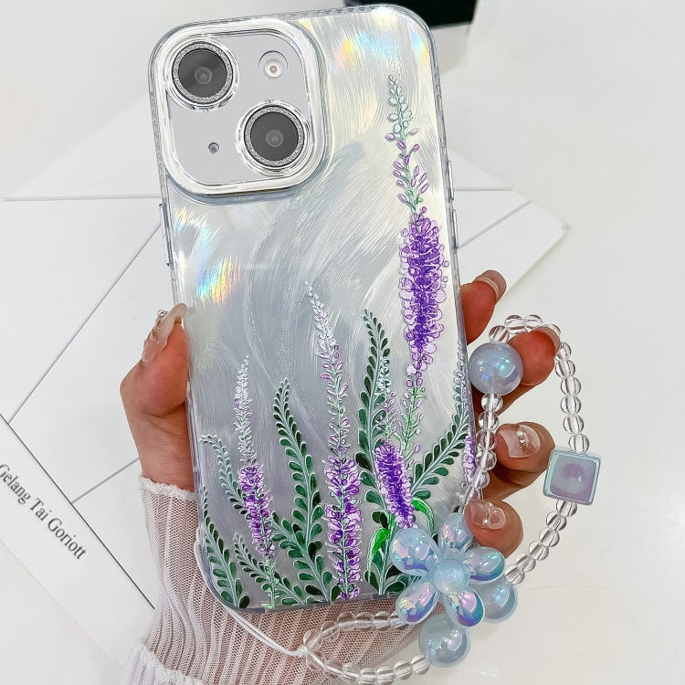 Electroplating Flowers Plants Texture Wristband TPU Phone Case, For iPhone 15