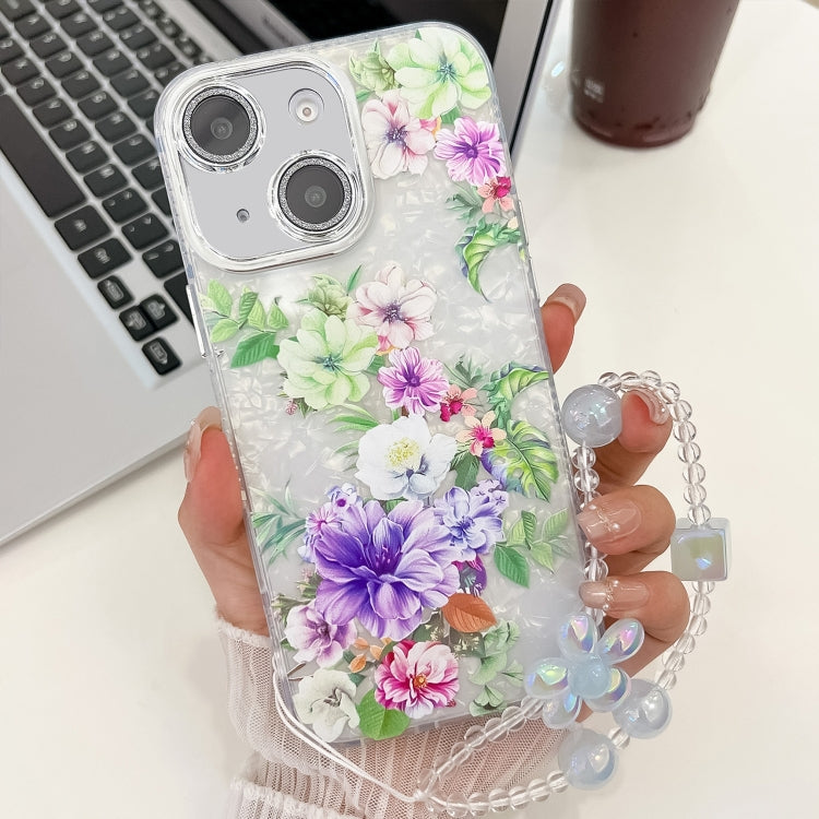 Electroplating Flowers Plants Texture Wristband TPU Phone Case, For iPhone 15