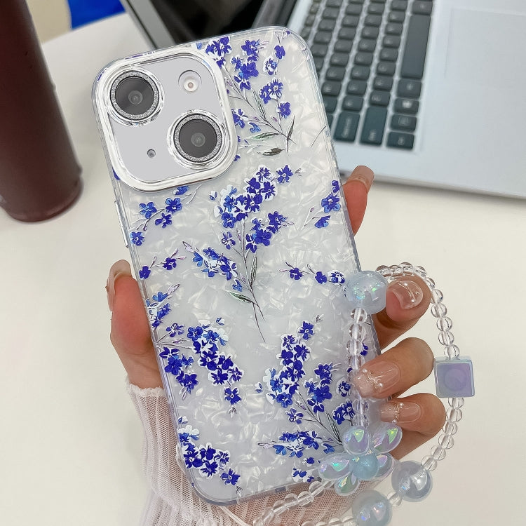 Electroplating Flowers Plants Texture Wristband TPU Phone Case, For iPhone 15