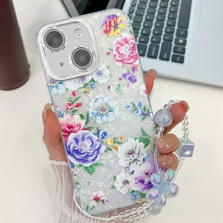 Electroplating Flowers Plants Texture Wristband TPU Phone Case, For iPhone 15