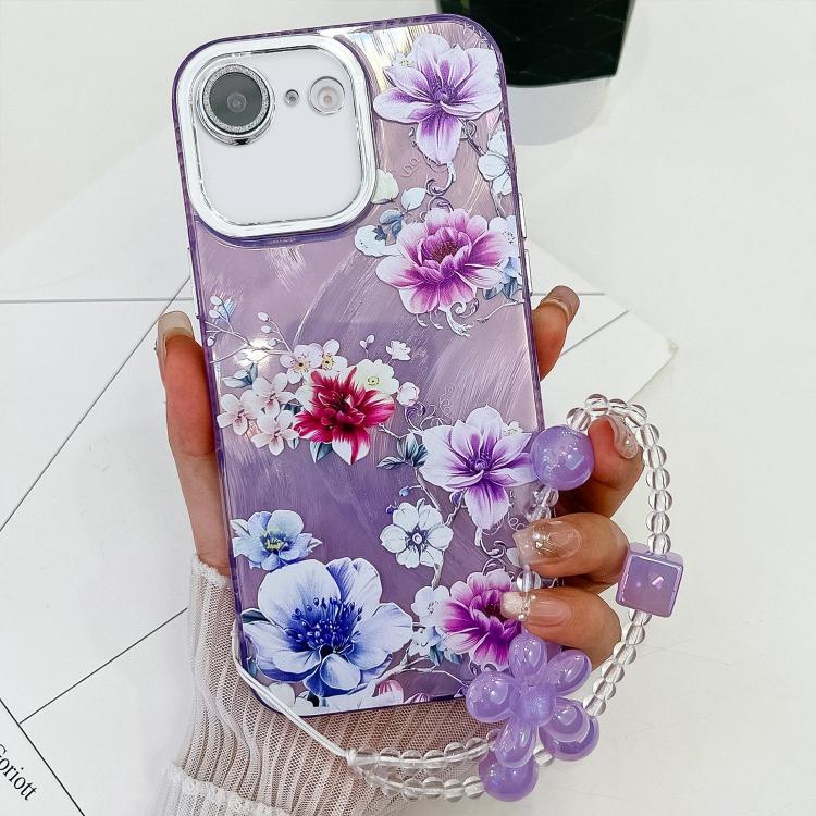 Electroplating Flowers Plants Texture Wristband TPU Phone Case, For iPhone 16e