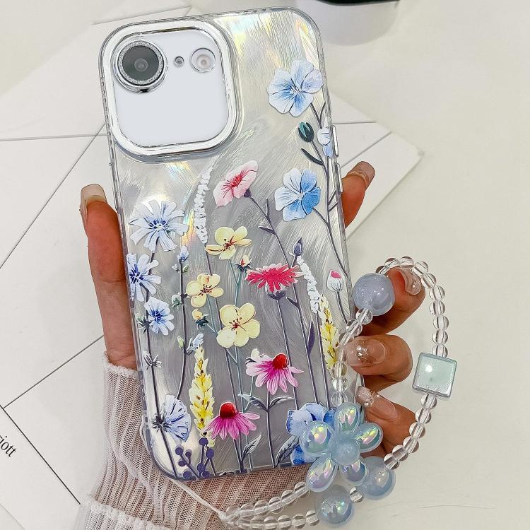 Electroplating Flowers Plants Texture Wristband TPU Phone Case, For iPhone 16e