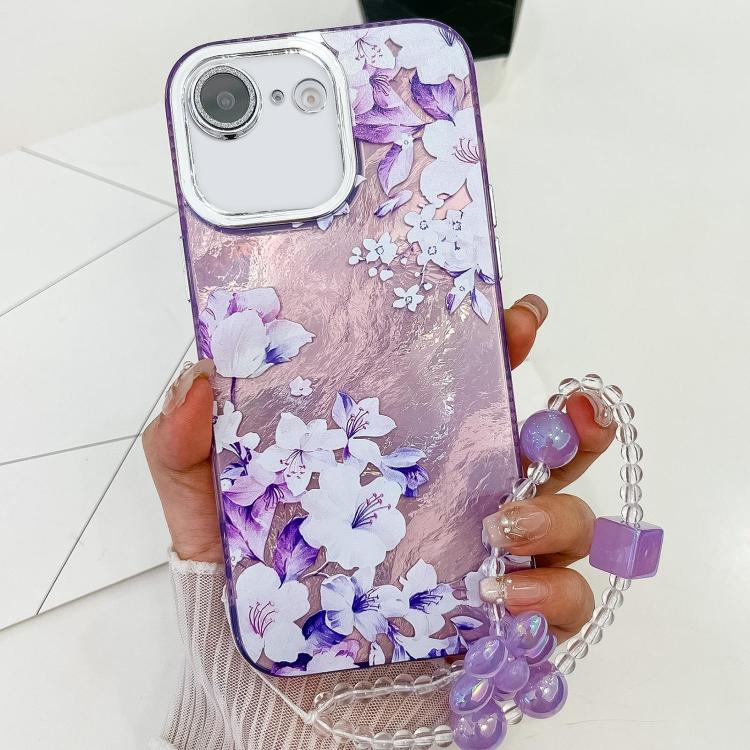 Electroplating Flowers Plants Texture Wristband TPU Phone Case, For iPhone 16e