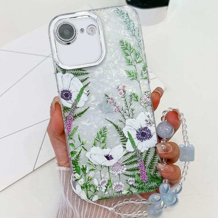 Electroplating Flowers Plants Texture Wristband TPU Phone Case, For iPhone 16e