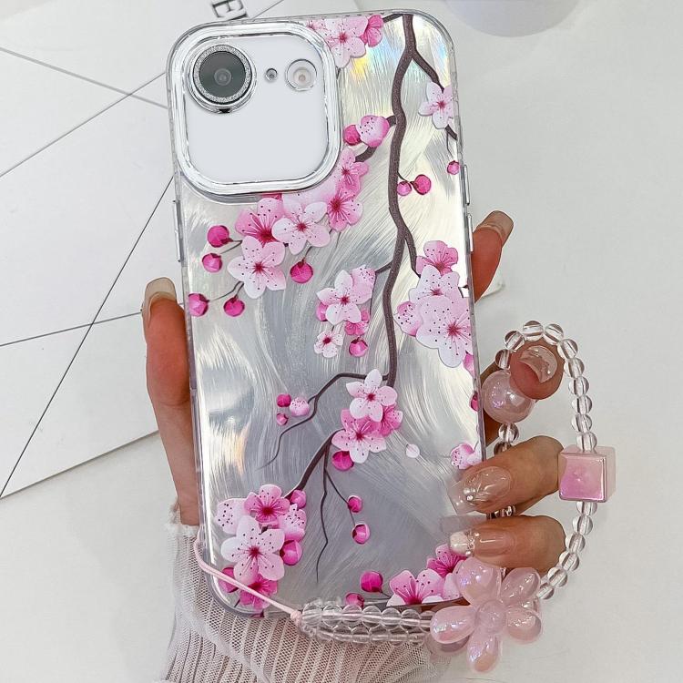 Electroplating Flowers Plants Texture Wristband TPU Phone Case, For iPhone 16e