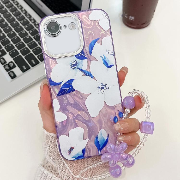 Electroplating Flowers Plants Texture Wristband TPU Phone Case, For iPhone 16e