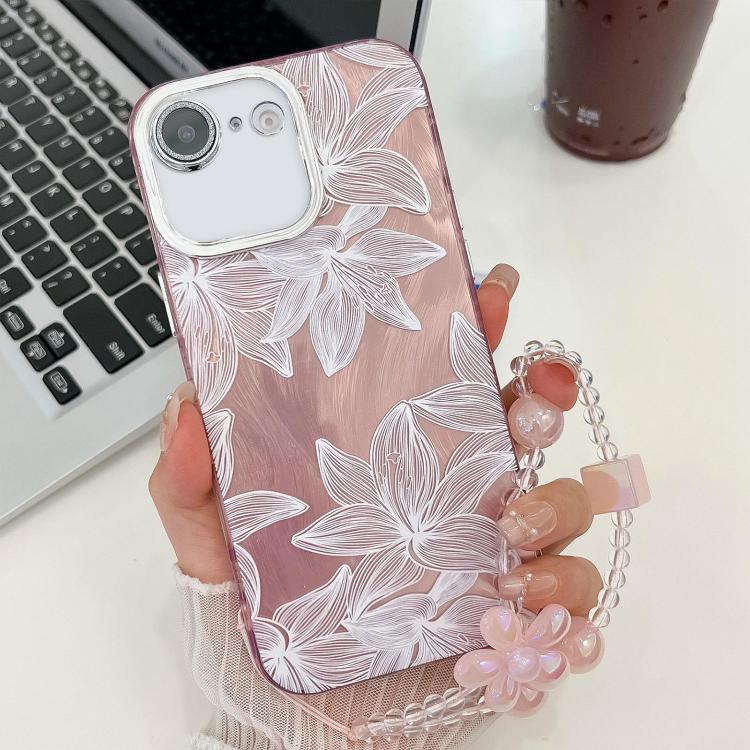 Electroplating Flowers Plants Texture Wristband TPU Phone Case, For iPhone 16e