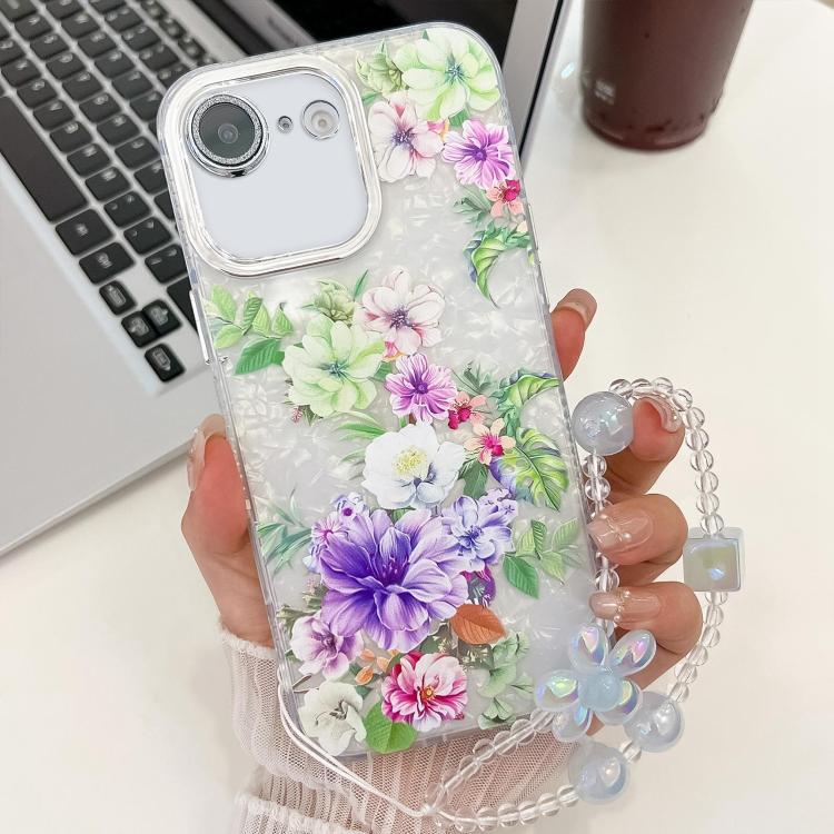 Electroplating Flowers Plants Texture Wristband TPU Phone Case, For iPhone 16e