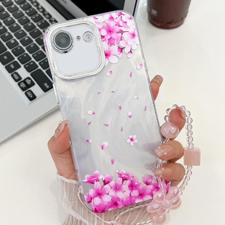 Electroplating Flowers Plants Texture Wristband TPU Phone Case, For iPhone 16e