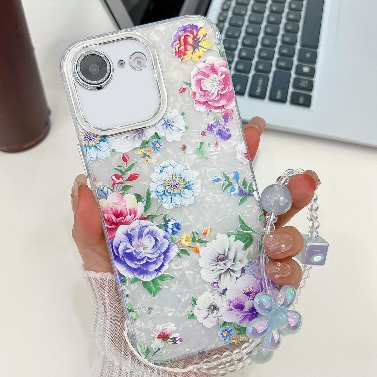 Electroplating Flowers Plants Texture Wristband TPU Phone Case, For iPhone 16e