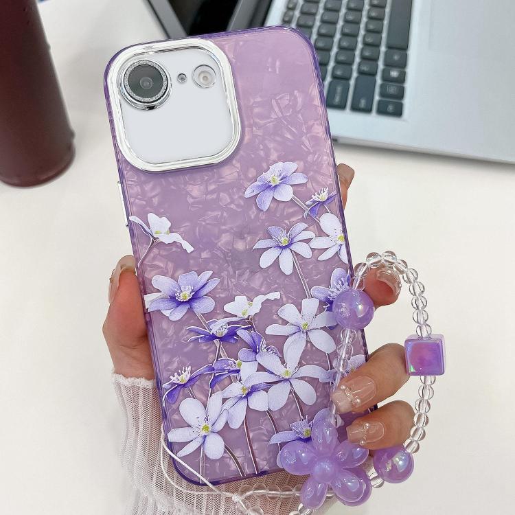 Electroplating Flowers Plants Texture Wristband TPU Phone Case, For iPhone 16e