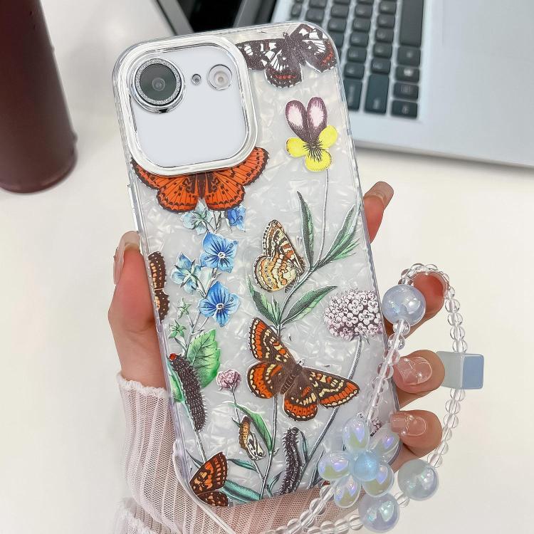 Electroplating Flowers Plants Texture Wristband TPU Phone Case, For iPhone 16e