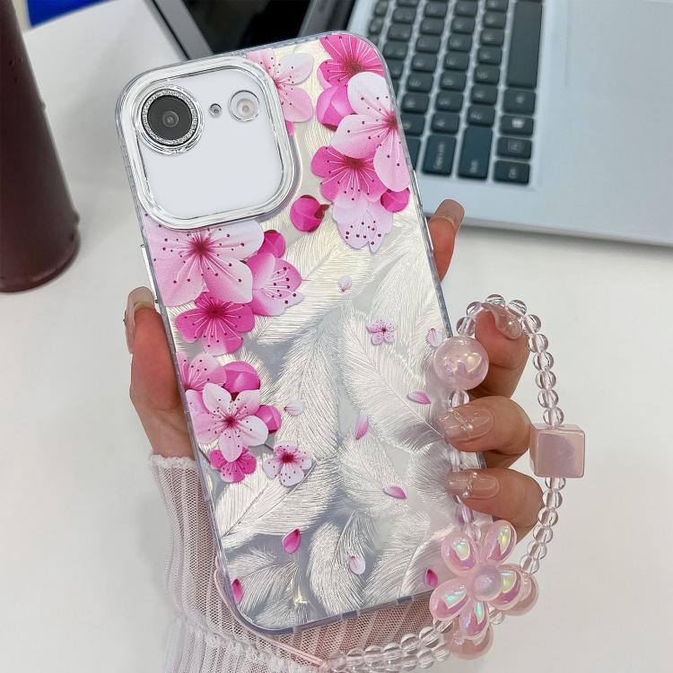 Electroplating Flowers Plants Texture Wristband TPU Phone Case, For iPhone 16e