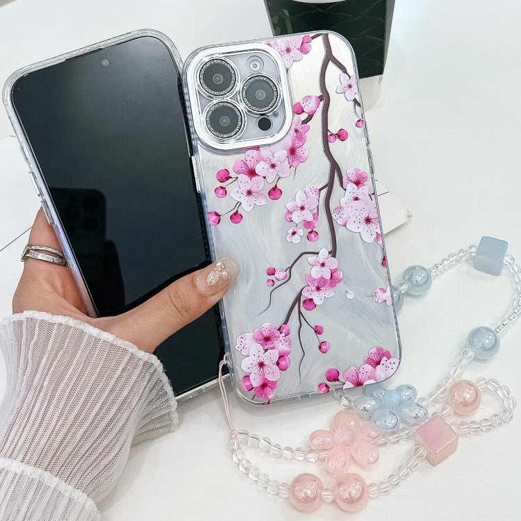 Electroplating Flowers Plants Texture Wristband TPU Phone Case, For iPhone 13 Pro Max