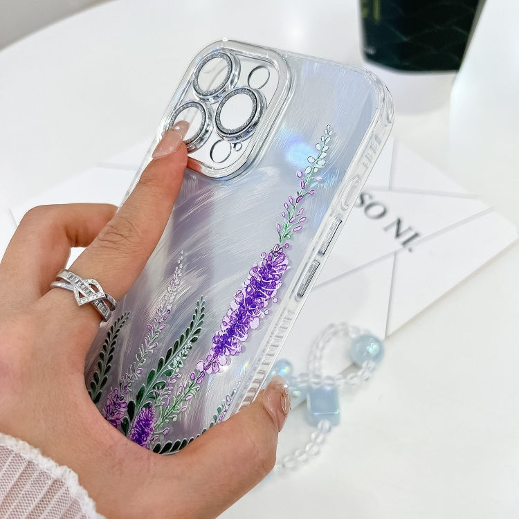 Electroplating Flowers Plants Texture Wristband TPU Phone Case, For iPhone 16 Pro Max