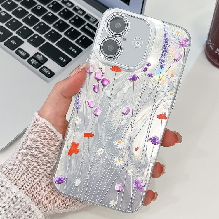 Electroplating Flower Texture TPU Phone Case, For iPhone 16e, For iPhone 16 Pro Max, For iPhone 16 Pro, For iPhone 16 Plus, For iPhone 16