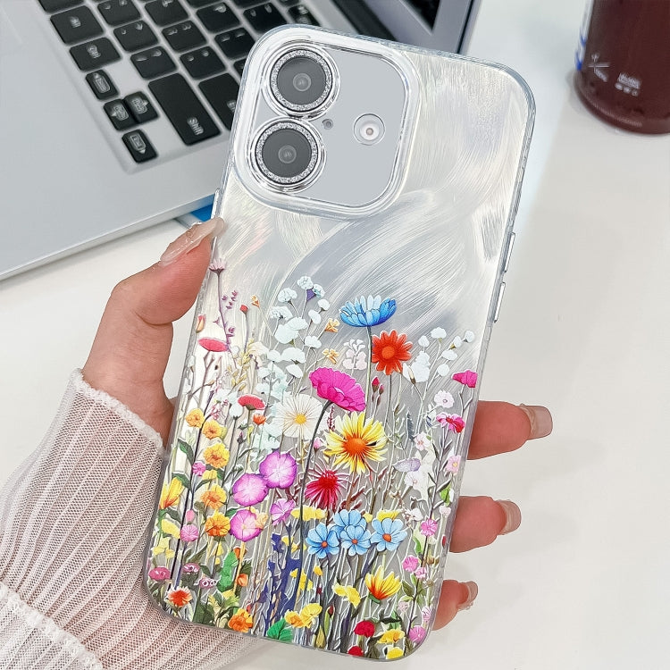 Electroplating Flower Texture TPU Phone Case, For iPhone 16e, For iPhone 16 Pro Max, For iPhone 16 Pro, For iPhone 16 Plus, For iPhone 16