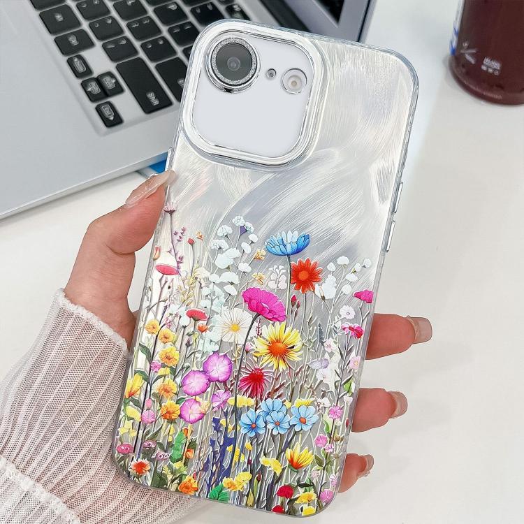 Electroplating Flower Texture TPU Phone Case, For iPhone 16e, For iPhone 16 Pro Max, For iPhone 16 Pro, For iPhone 16 Plus, For iPhone 16