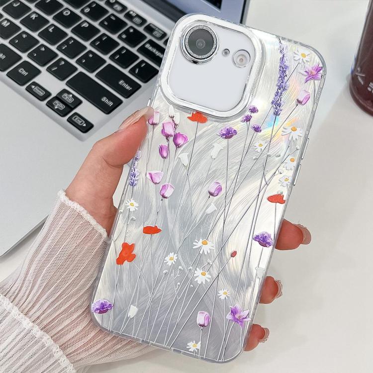 Electroplating Flower Texture TPU Phone Case, For iPhone 16e, For iPhone 16 Pro Max, For iPhone 16 Pro, For iPhone 16 Plus, For iPhone 16