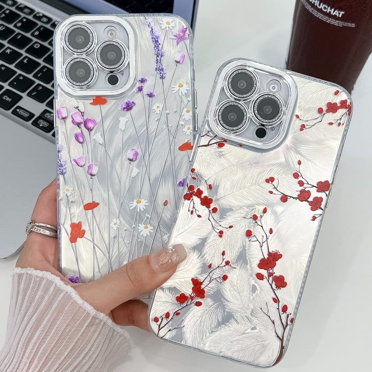 Electroplating Flower Texture TPU Phone Case, For iPhone 16e, For iPhone 16 Pro Max, For iPhone 16 Pro, For iPhone 16 Plus, For iPhone 16