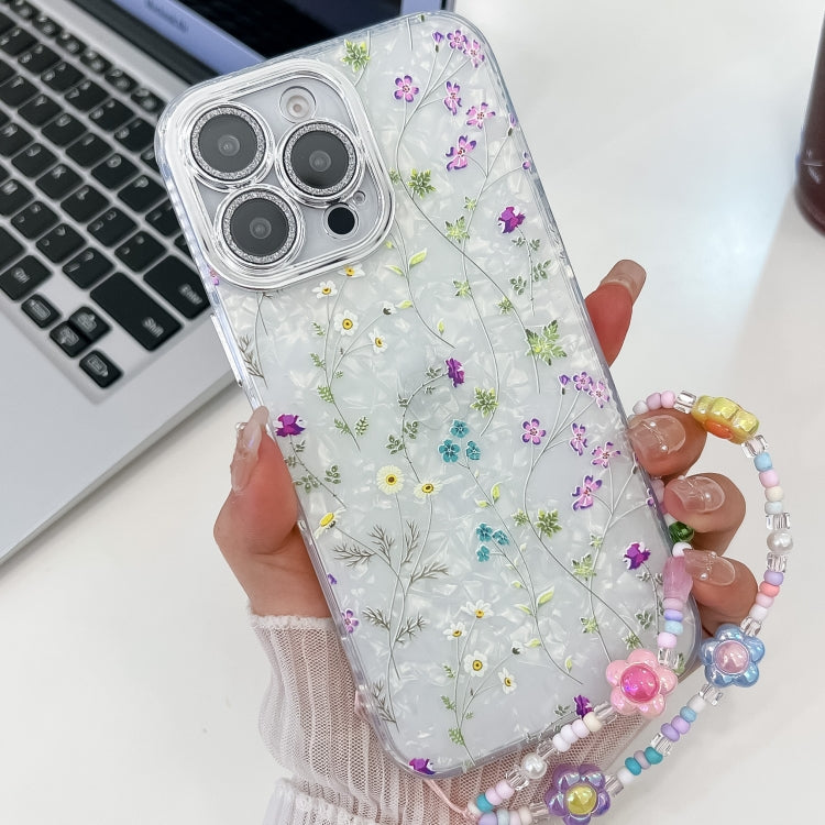 Electroplating Flower Texture Wristband TPU Phone Case, For iPhone 16e, For iPhone 16 Pro Max, For iPhone 16 Pro, For iPhone 16 Plus, For iPhone 16