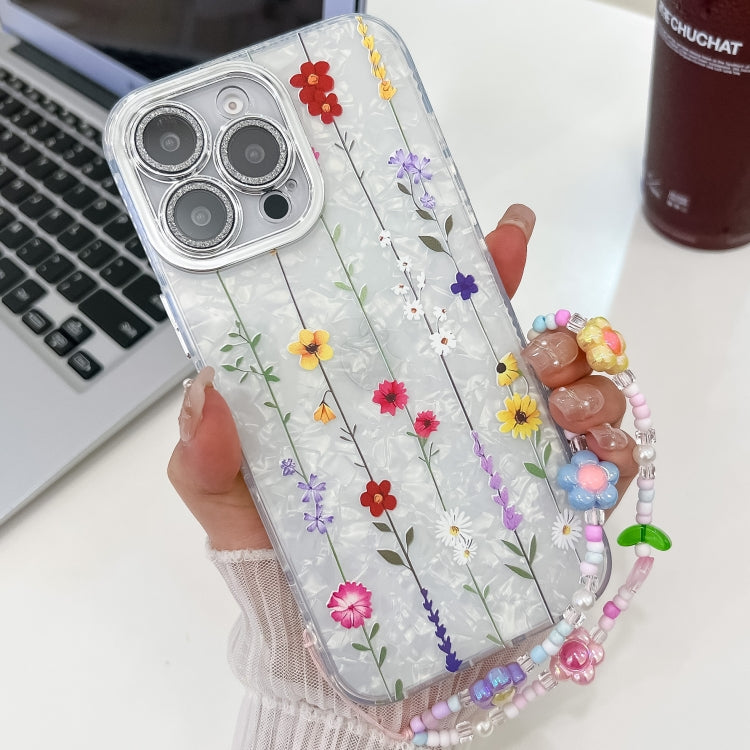 Electroplating Flower Texture Wristband TPU Phone Case, For iPhone 16e, For iPhone 16 Pro Max, For iPhone 16 Pro, For iPhone 16 Plus, For iPhone 16