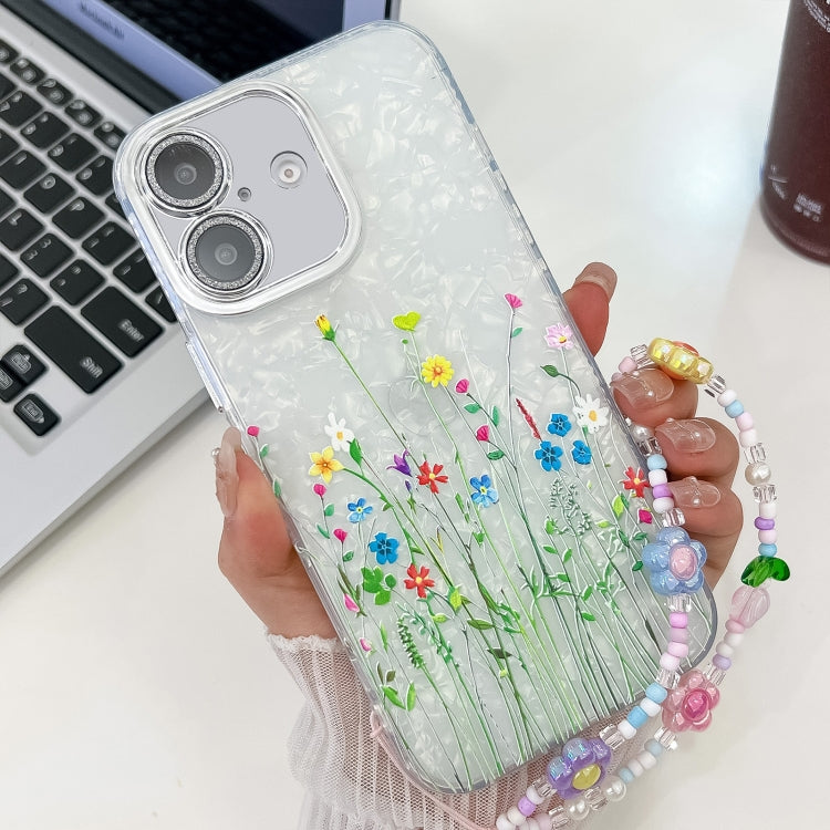 Electroplating Flower Texture Wristband TPU Phone Case, For iPhone 16e, For iPhone 16 Pro Max, For iPhone 16 Pro, For iPhone 16 Plus, For iPhone 16