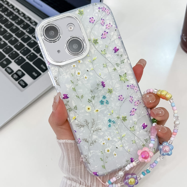 Electroplating Flower Texture Wristband TPU Phone Case, For iPhone 15 Pro Max, For iPhone 15 Pro, For iPhone 15, For iPhone 14, For iPhone 14 Pro