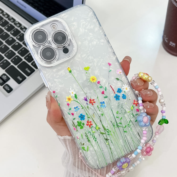 Electroplating Flower Texture Wristband TPU Phone Case, For iPhone 15 Pro Max, For iPhone 15 Pro, For iPhone 15, For iPhone 14, For iPhone 14 Pro