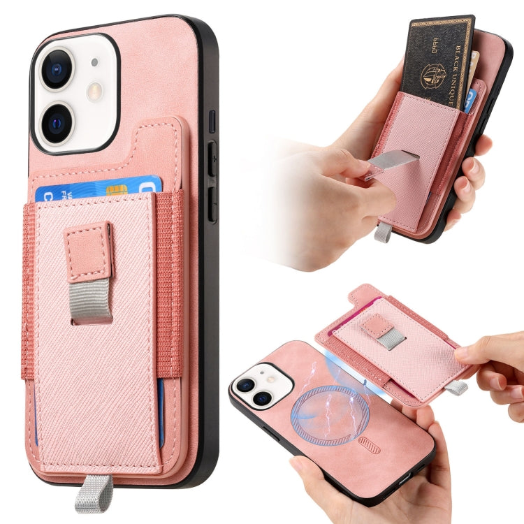 Retro Magsafe Cross Leather Pull-Out Card Bag Back Phone Case, For iPhone 12 / 12 Pro, For iPhone 12 Pro Max, For iPhone 11 Pro Max, For iPhone 11