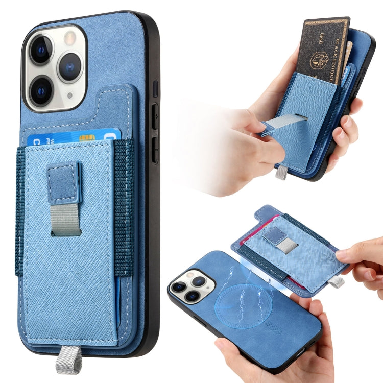 Retro Magsafe Cross Leather Pull-Out Card Bag Back Phone Case, For iPhone 11 Pro, For iPhone X / XS, For iPhone XR, For iPhone XS Max