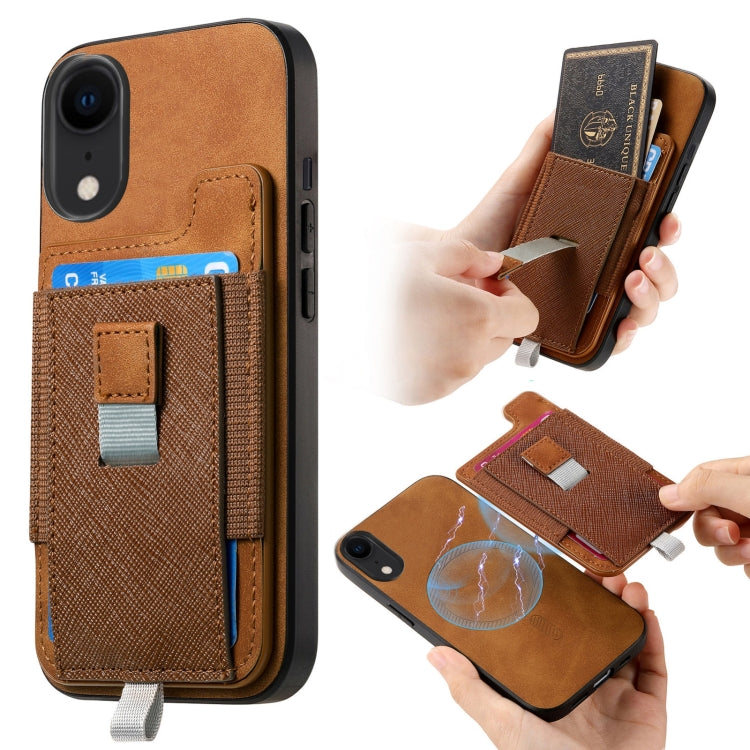 Retro Magsafe Cross Leather Pull-Out Card Bag Back Phone Case, For iPhone 11 Pro, For iPhone X / XS, For iPhone XR, For iPhone XS Max