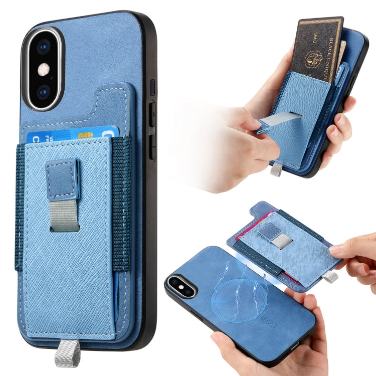 Retro Magsafe Cross Leather Pull-Out Card Bag Back Phone Case, For iPhone 11 Pro, For iPhone X / XS, For iPhone XR, For iPhone XS Max