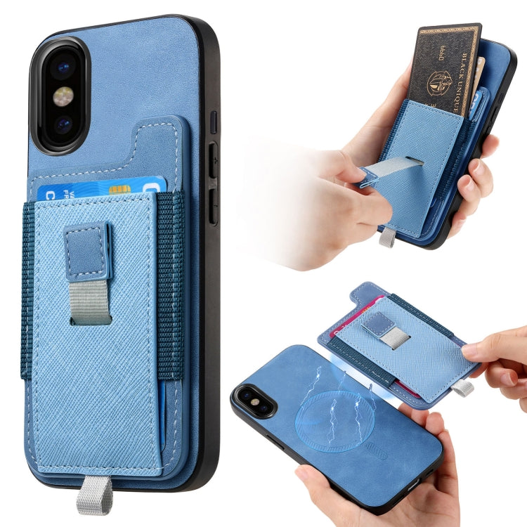 Retro Magsafe Cross Leather Pull-Out Card Bag Back Phone Case, For iPhone 11 Pro, For iPhone X / XS, For iPhone XR, For iPhone XS Max