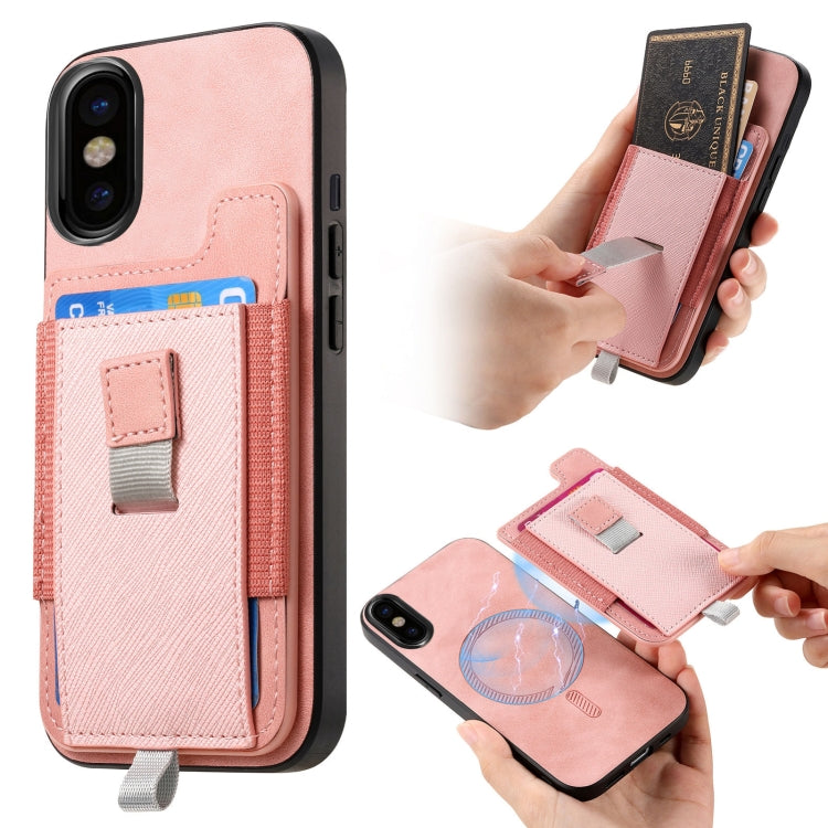 Retro Magsafe Cross Leather Pull-Out Card Bag Back Phone Case, For iPhone 11 Pro, For iPhone X / XS, For iPhone XR, For iPhone XS Max